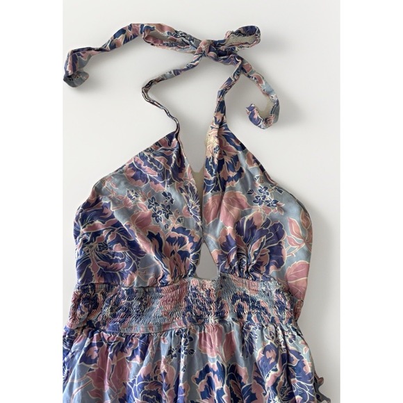 ZESICA Womens Summer Halter Tie Neck Sleeveless Purple Floral Maxi Dress Size M - Picture 1 of 16